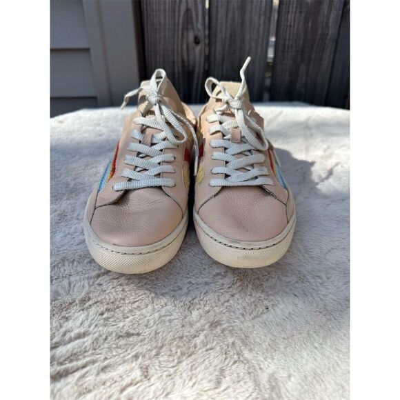 Soludos Women's Pink Rainbow Wave Sneakers Size 10 Embroidered Lace-Up - Picture 3 of 11